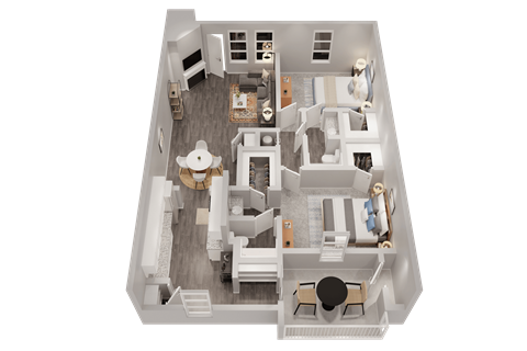 Floor plan for 2 beds, 2 baths, 1174 sqft